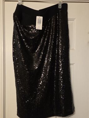 torrid Black Sequin Midi Pencil Skirt